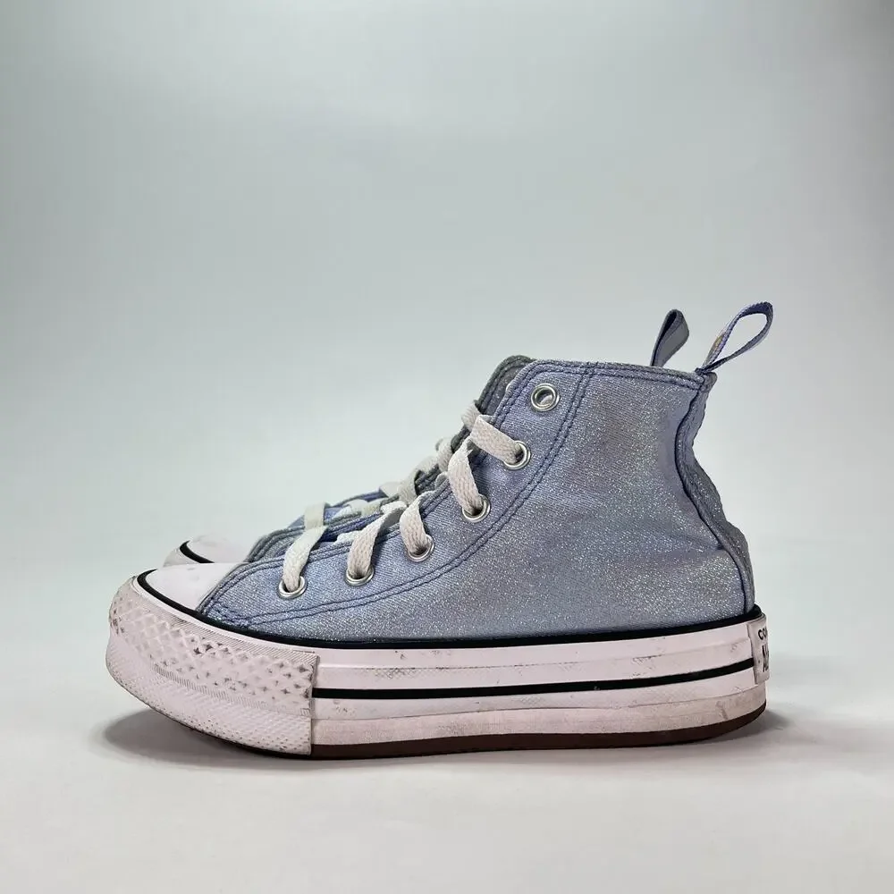 Converse Chuck Taylor All Star Shiny Tile Blue High Top Sneakers A03619F Kids 13